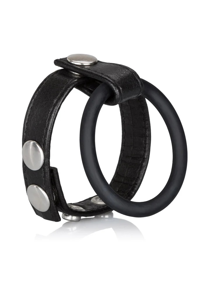 Anello con cinturino similpelle per testicoli e anello silicone pene Large 